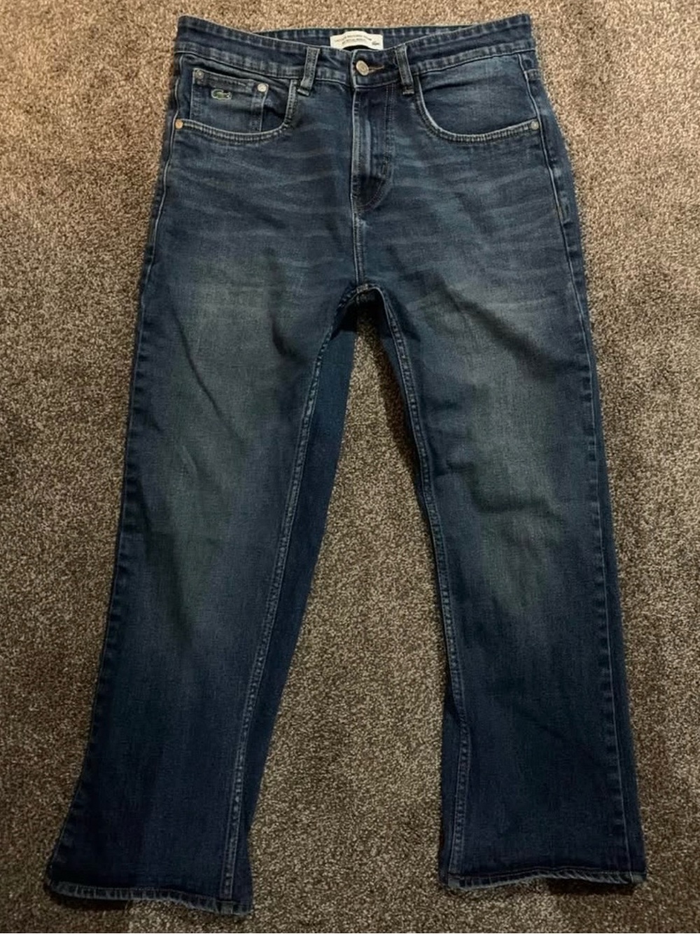 Lacoste Men's Navy Straight Leg Jeans With Embroidery